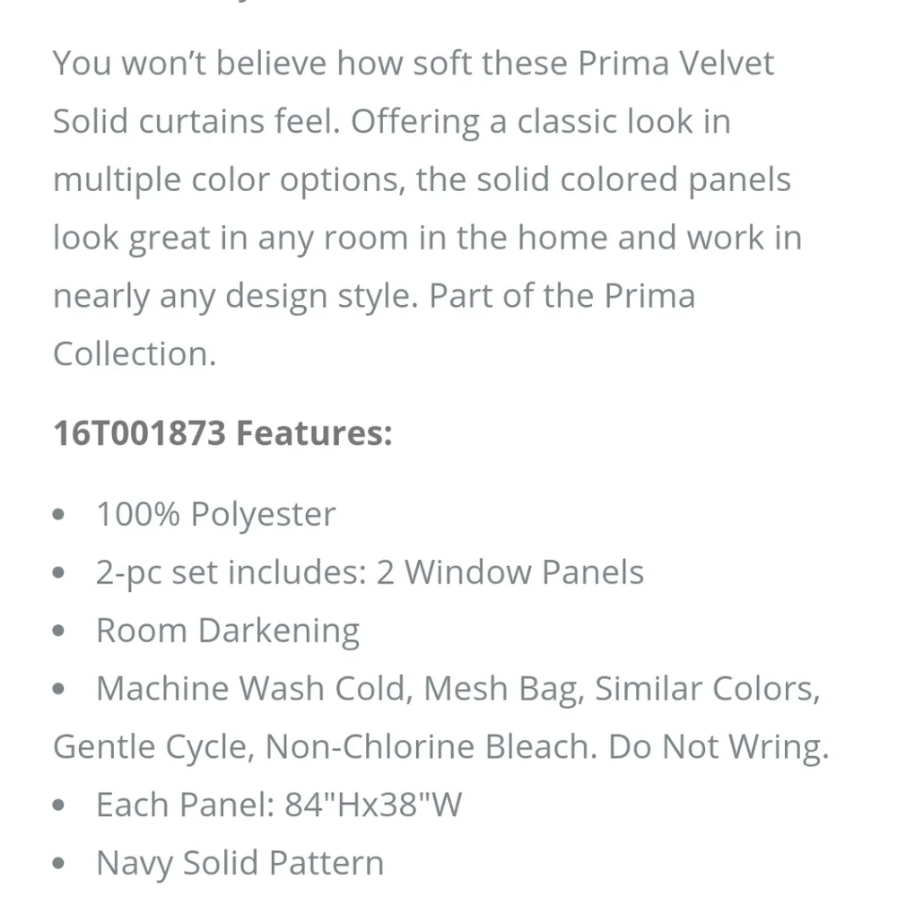 Prima Two Panel Velvet Darkening Insulated Window Curtains Navy Blue 38